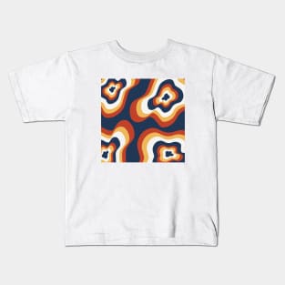 Colourful Blob Waves Abstract Pattern in Yellow Cream Orange Blue Kids T-Shirt